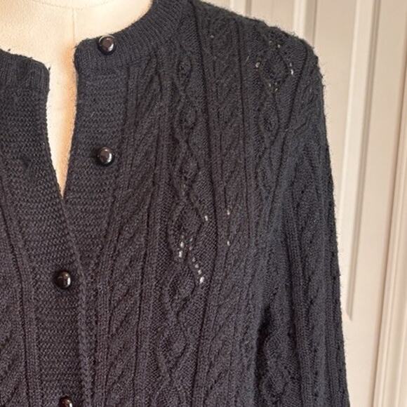 British Vogue Inc. Sweaters - Vintage Wintuk Black Bubble Knit Cardigan Button Down Women's Med Large Sweater